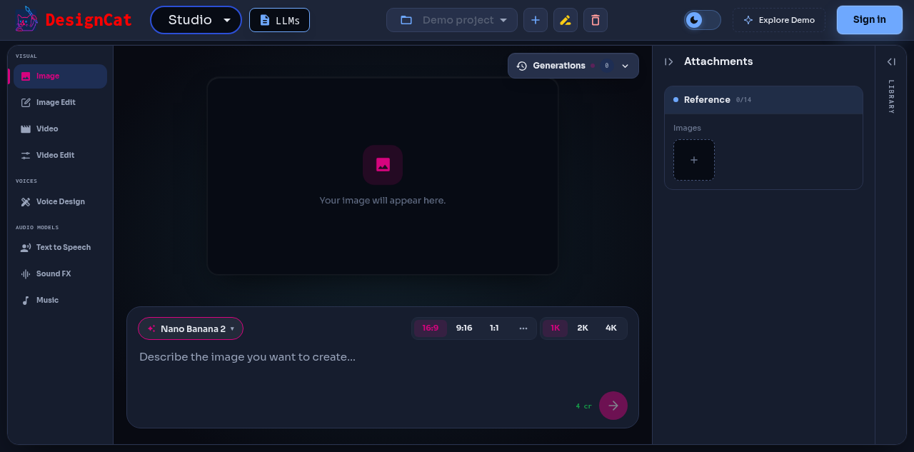 DesignCat Studio with its model composer and reference panel